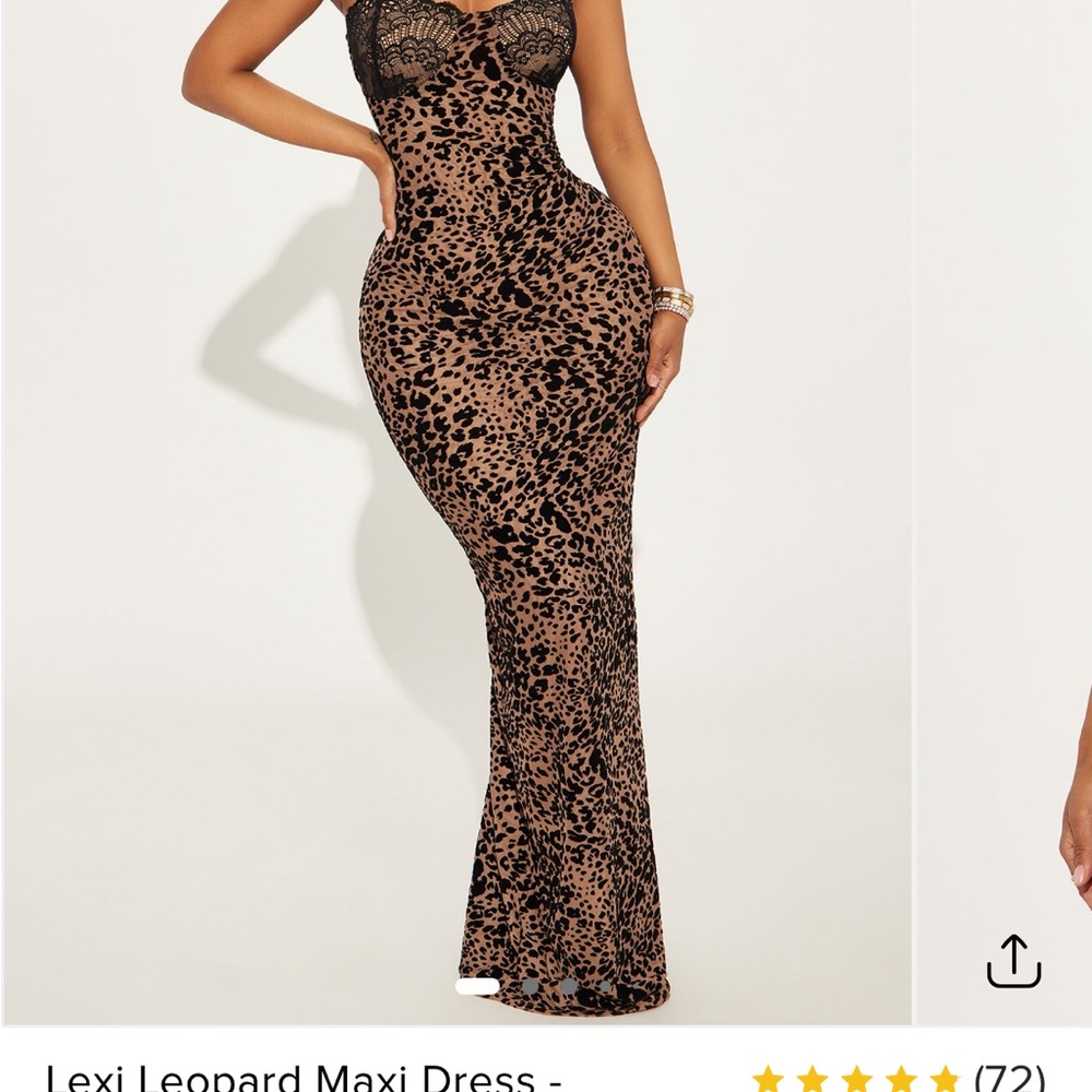 Fashion Nova Black and Brown Leopard Maxi Dress